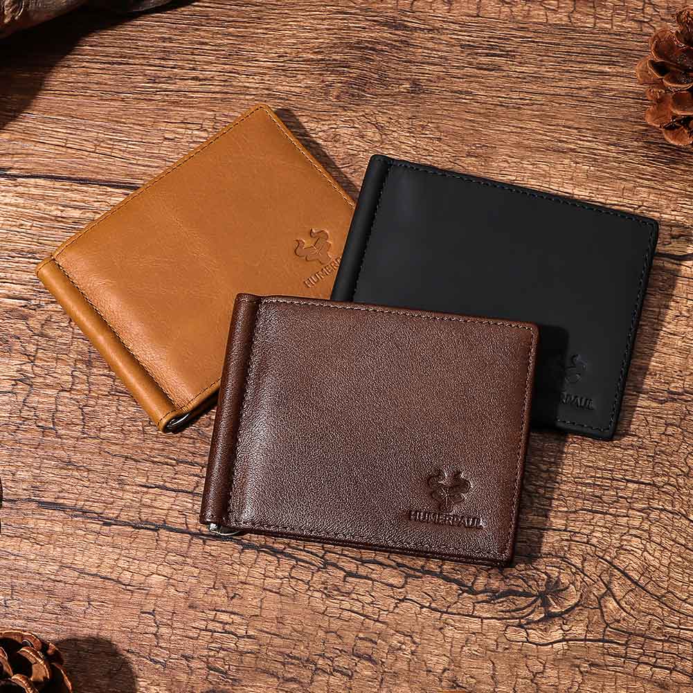 Genuine Leather Mens Slim Wall - Money Clip Magnetic recension och pris