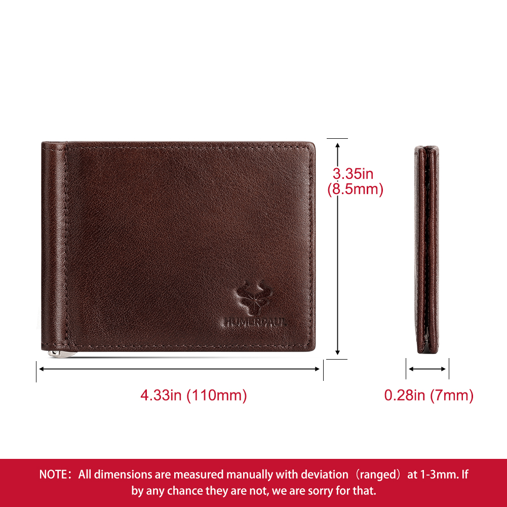 Genuine Leather Mens Slim Wall - Money Clip Magnetic recension och pris